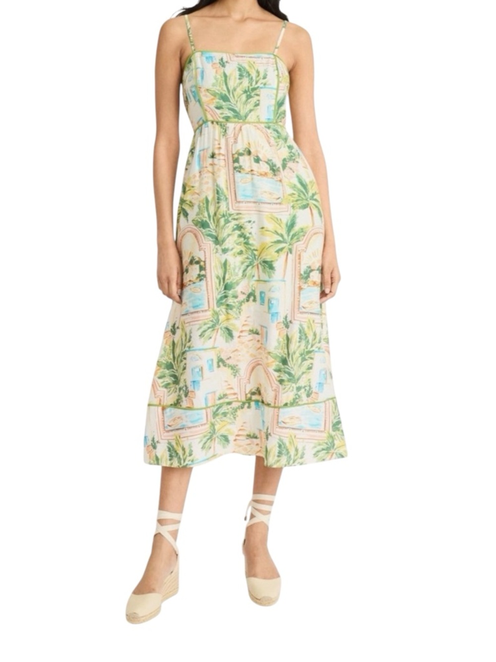 The Good Journey Tropical Watercolor Print Sleeveless Maxi Dress L